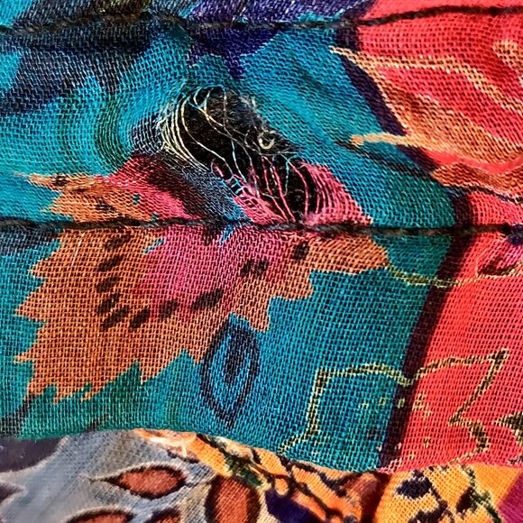 Vintage Boho Womens M/L? Patchwork Tiers Semi Sheer Lightweight Maxi Skirt Flaw - Picture 11 of 11